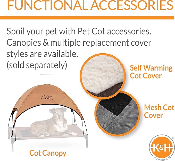 K&H Outdoor Elevated Dog Bed - Cooling Raised Dog Bed for Medium & Large Pets, Breathable Mesh Center Hammock Design, Indoor/Outdoor Washable Cover, Portable Metal Frame, Camo, Large 42x30in