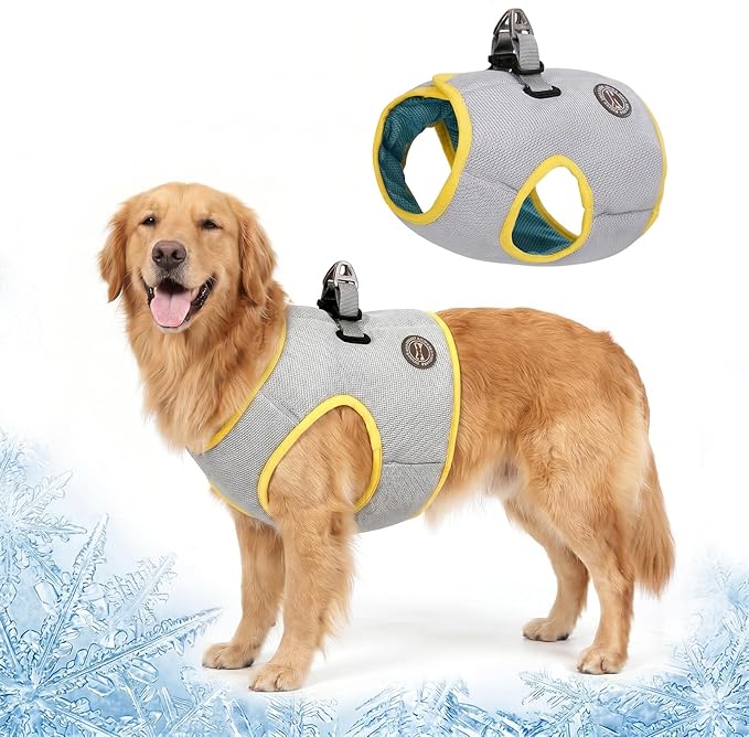 Huafly Dog Cooling Vest with Instant Chill-Heat Reflective Mesh Evaporative Dog Cooling Shirt,Adjustable Quick Release Cooling Harness for Dogs for Summer Walking,Hiking & Hot Weather (XX-Large)