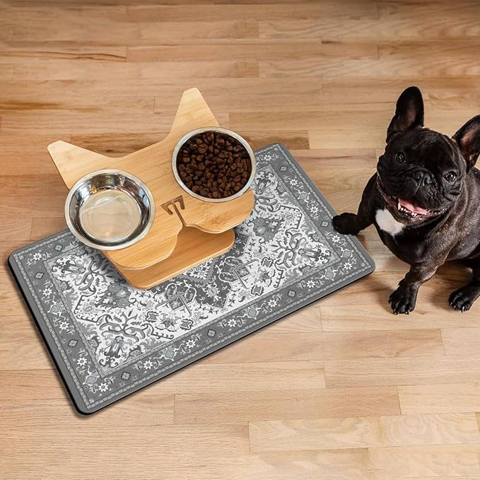Pet Feeding Mat for Floors Waterproof Dog Mat for Food and Water Absorbent Quick Dry Non Slip mat for Cat Bowls