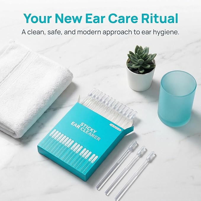Sticky Cleaning Ear Stick, Gentle Reusable Soft Spiral Head Adhesive Ear Pick for Safe Ear Cleaning, with Gentle Removal Stick for All Ages (5mm-24 pcs)