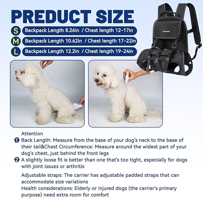 Dog Backpack, 3 Use Ways Spine-Friendly Dog Carriers for Small Medium Dogs, Legs Out Pet Carrier with Safety Straps, Buckle Support, Comfort for Travel, Hiking, Biking, Medium