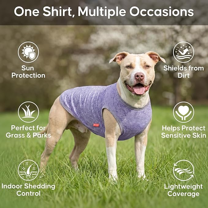 KYEESE 2 Pack Dog Shirts Quick Dry Soft Stretchy Pet T-Shirts with Reflective Label Tank Top Sleeveless Vest Sun Protection Dog Clothes for Small Medium Dogs, X-Large, Purple+Pink