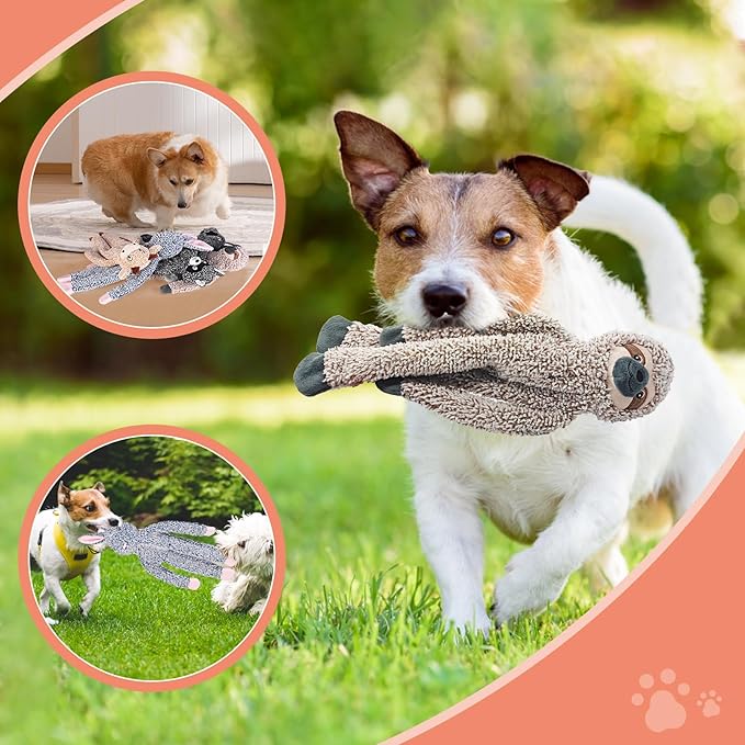BUYPOW Shuse No Stuffing Dog Toys for Large Dogs, Squeaky Crinkle Interactive Dog Animals Toys, Plush Teething Toys to Keep Them Busy, Cute Funny Dogs Gifts for Small Medium Large Breed