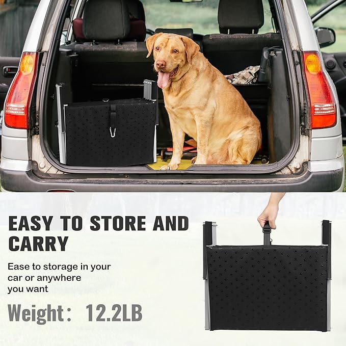 Dog Stairs for Cars,Folding Dog Steps for Large Dogs,Portable Pet Stairs for Cars,Trucks,SUV,Lightweight Pet Ramp with Non-Slip Surface Support Up to 200 lb,5 Steps