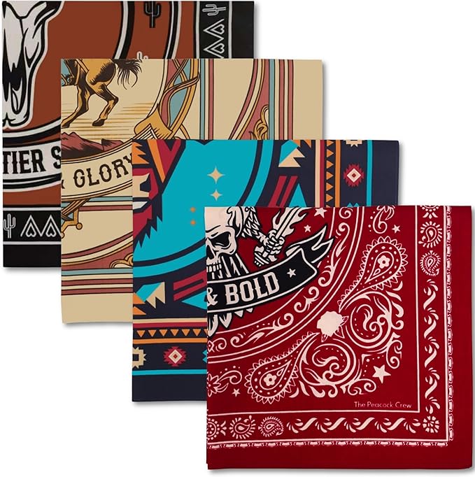 The Peacock Crew Premium Soft Cotton Bandanas Pack for Men and Women Paisley 22 x 22 inches