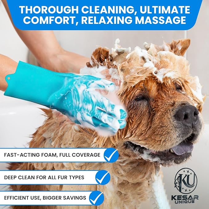 8PCS Pet Grooming & Bathing Kit for Dogs & Cats, Dog Bathing Supplies with Silicone Dog Washing Gloves, Dog Shampoo Brush, Dog Bath Brush Pet Grooming Tools for Shedding, Cleaning & Massage