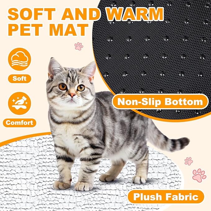 Riakrum 4 Pack Self-Warming Cat Beds with Storage Bags, 45" x 28" Soft Thermal Self Heating Pet Pads, Non-Slip & Washable Heated Mats for Indoor Outdoor Pet