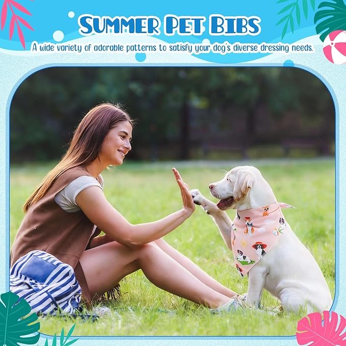 Sanwuta 60 Pcs Dog Bandanas Summer Fruit Dog Bandanas Bulk Adjustable Pet Bibs Triangle Scarf Cat Costume for Small to Large Pet (Fruit Pattern, Medium)