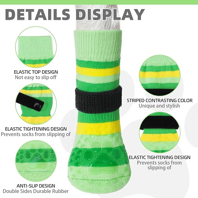 KOOLTAIL Dog Socks for Hot Pavement, Summer Dog shoes to Prevent Licking Paws for Hardwood Floor, Non Slip Double Sides Boots & Paw Protectors, Pet Grippy Booties for Small Medium Large Senior Dogs, L