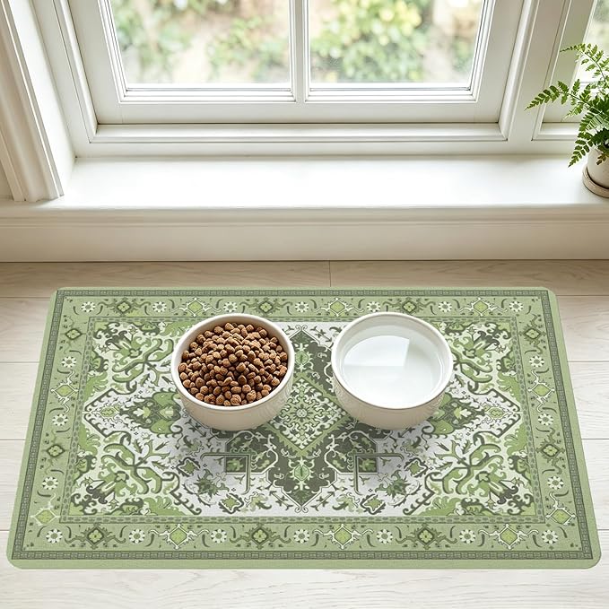 Pet Feeding Mat for Floors Waterproof Dog Mat for Food and Water Absorbent Quick Dry Non Slip mat for Cat Bowls