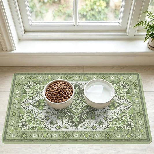 Pet Feeding Mat for Floors Waterproof Dog Mat for Food and Water Absorbent Quick Dry Non Slip mat for Cat Bowls