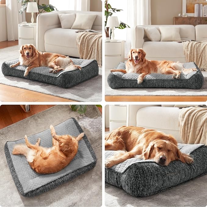 JOEJOY Orthopedic Dog Bed Medium Sized Dogs, Extra Thick Supportive Big Dog Couch Bed with Sides, Ultra Soft Pet Bed Sofa, Light Grey, 35''x25''