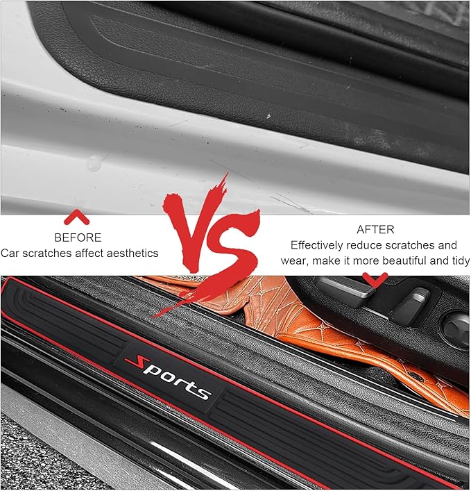 4PCS Car Door Sill Protector, Anti-Scratch Door Edge Guards Protector, Rubber Car Door Sills Scratch Protection, Universal Auto Threshold Pedal Edge Protector Strip (Sport, Width 2.36")