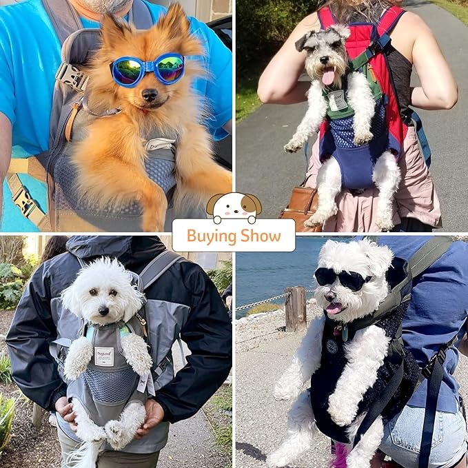 Dog Backpack Carrier Small Dog Backpack, Pet Dog Front Backpack Legs Out Dog Chest Carrier for Small Dogs, Cat Backpack Carrier Dogs Travel Back Pack Hands-Free Hiking Bike Motorcycle (Size:11–19 lbs)