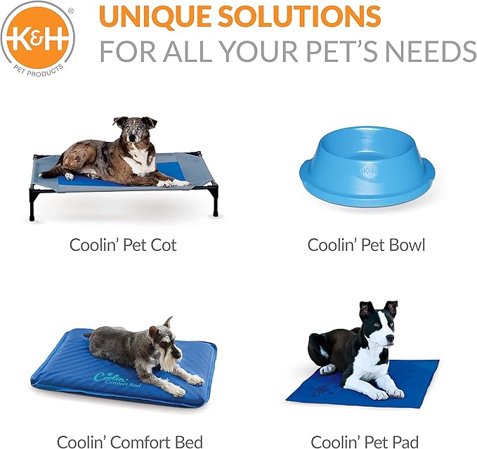 K&H Pet Products Portable Dog Pool & Pet Bath for Dogs and Puppies, Swimming Pool for Large Pets, Heavy Duty Liner with Metal Frame, Easy Drain Plug, Foldable - Extra-Large 50 X 32 X 9in Chill Blue