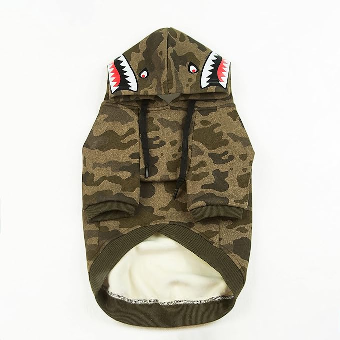 Camo Dog Hoodie Dog Clothes Extra Warm Fleece Lining Stretchy Fit for Small Medium Large Dogs (Camo, Medium)