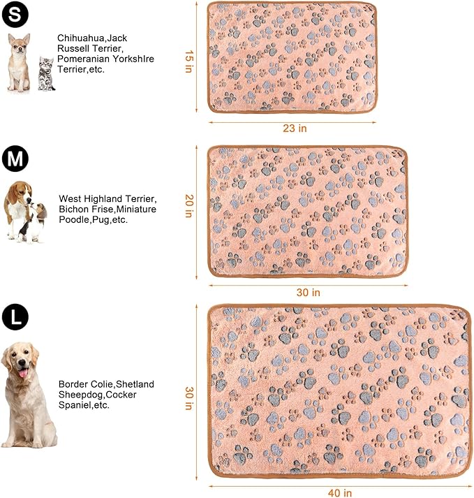 MIWOPET 3 Pack Cat and Dog Blanket Soft & Warm Fleece Flannel Sleep Mat, Great Pet Throw for Puppy, Cats, Small, Medium & Large Dogs(Large 40" x 30")