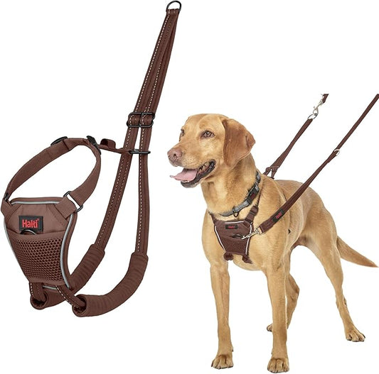 Halti No Pull Harness - Stop Your Dog Pulling on the Leash. Adjustable, Lightweight and Easy to Use. Reflective Dog Training Harness for Medium Dogs (Size M, Deep Walnut)