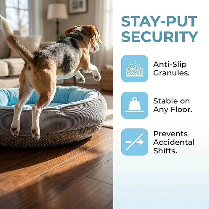 Calming Dog Bed for Medium to Large Dogs 30"x20" - Orthopedic Washable Pet Bed with Anti-Slip Bottom, Indoor Soft Cat Bed with Removable Cover (Sky Blue)