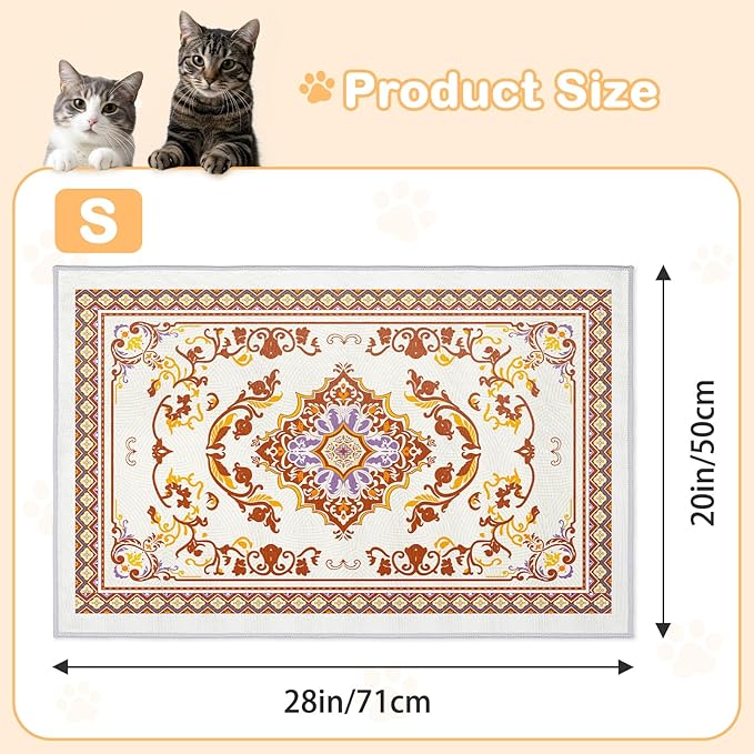 Washable Cat Litter Mat 28"x20" with Non-slip Bottom Waterproof Litter Box Mat Easy to Clean Litter Trapping Mat for Kitty