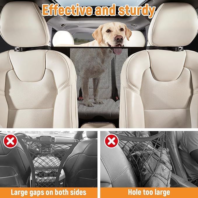 Dog Car Barrier,Dog Net for Car Divider,Pet Barrier with Mesh Organizer,Universal for Car,SUV,Truck