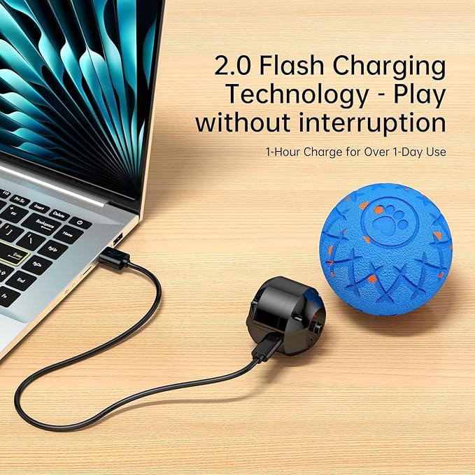 Moving Dog Toy, Interactive, Bouncing and Rotating, Silent Foam Material, IP54 Waterproof Rating, Smart Active Rolling, Stimulation Toys for Medium and to Keep Them Busy (Blue)
