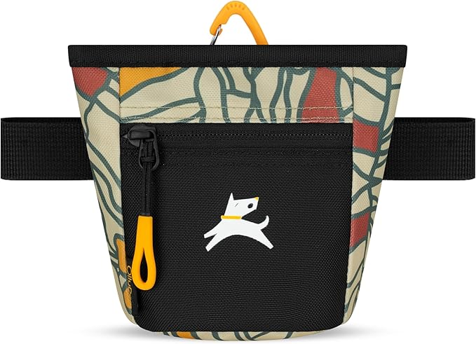 OllyDog Goodie Treat Bag, Dog Treat Pouch, Waist Belt Clip for Hands-Free Training, Magnetic Closure, Dog Training and Behavior Aids, Three Ways to Wear (Fiori)