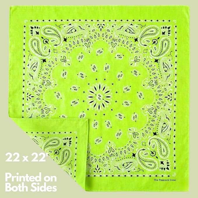 The Peacock Crew Premium Soft Cotton Bandanas Pack for Men and Women Paisley 22 x 22 inches