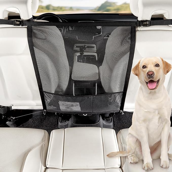 Dog Car Barrier,Car Divider Net for Dogs,Pet Barrier with Organizer,Dog Barrier for Car,SUV,Truck