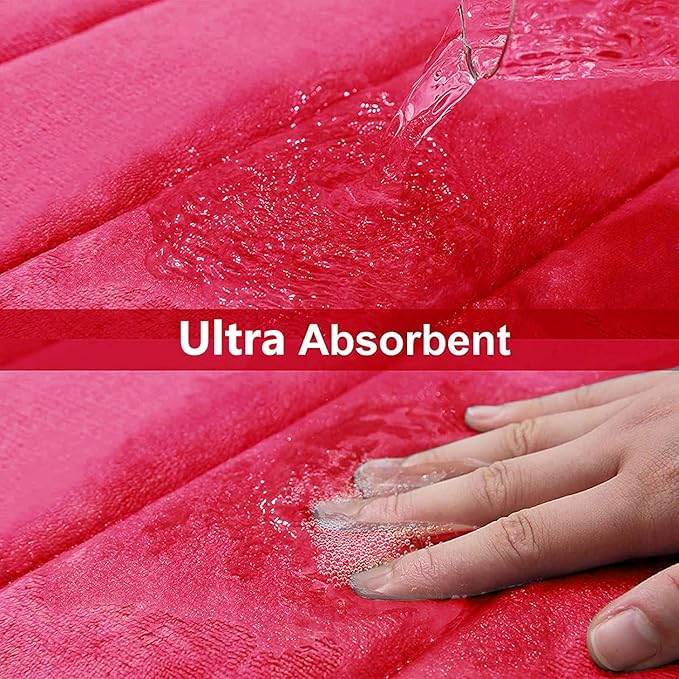 Buganda Memory Foam Bath Mat, 47" x 24", Ultra Soft and Non-Slip Bathroom Rugs, Water Absorbent and Machine Washable Bath Rug Runner for Bathroom, Shower, and Tub, Deep Pink