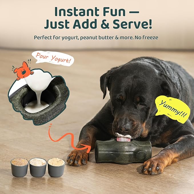 MENGJINGO Interactive Dog Toys for Aggressive Chewers, Long-Lasting Frozen Dogs Treat Holder to Keep Them Busy, Indestructible Dog Enrichment Toys - Reduce Anxiety, Safe for Large and XL Breed