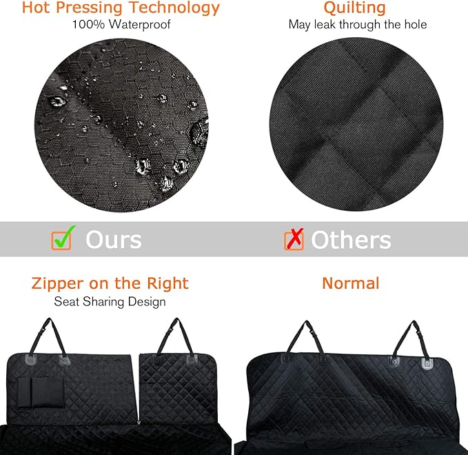 PETICON Large Dog Car Seat, Back Seat Extender for Dogs with 3 Mesh Windows, Waterproof Medium Carseat for Dogs with Hard Bottom, Pet Seat Cover for Cars, Trucks and SUVs(Brown)