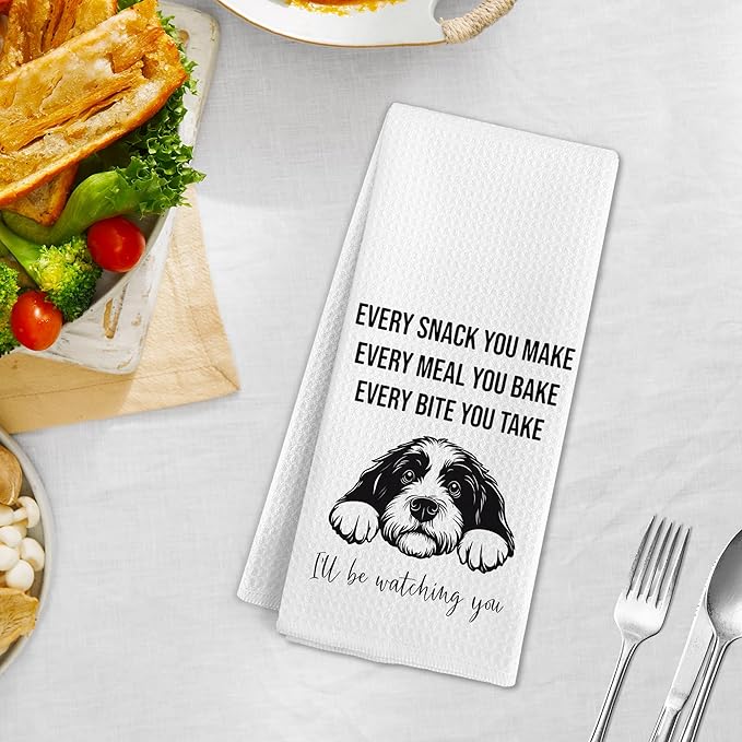 Funny Bernedoodle Gifts Dog Kitchen Towels, Bernedoodle Gifts for Dog Lovers Owners, Every Snack You Make Hand Towels, I'll Be Watching You Hand Dish Tea Towel for Kitchen Bathroom, 16x24