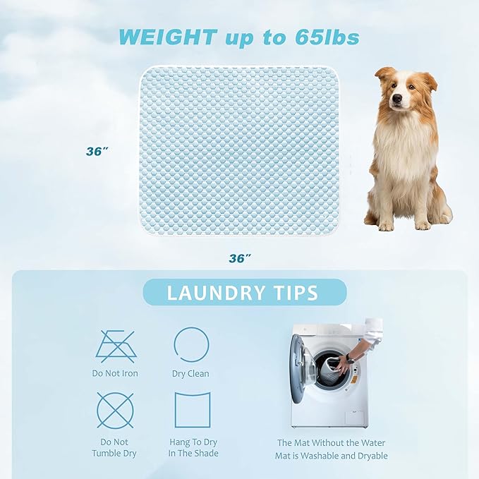MICROCOSMOS Sleeping Pad & Pet Cooling Mat- Breathable Bubble Surface, EZ Clean. Keep Cooling for Pets, Kids and Adults in Summer.(BlueWhite, 36" x 36")