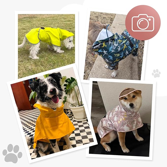 Dog Raincoat, Waterproof Windproof Dog Rain Jacket with Hood, Rain Coat with Leash Hole, Adjustable Raincoat Poncho for Small Medium Large Dogs Outdoor (Pink, L+)