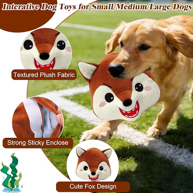 Mity rain Interactive Dog Toys with Thicken Plush, Moving Dog Toy with Recording Mode Shaking & Singing Mode Bouncing, Funny Ball Jumping to Keep Them Busy & Chase, Rechargeable (Fox)