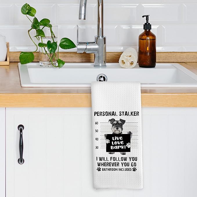 Funny Schnauzer Kitchen Dish Towels, Schnauzer Gifts for Women, Gifts for Dog Mom Dad Lovers Owner Hand Towels Kitchen Tea Towel Decorations, 16x24inch
