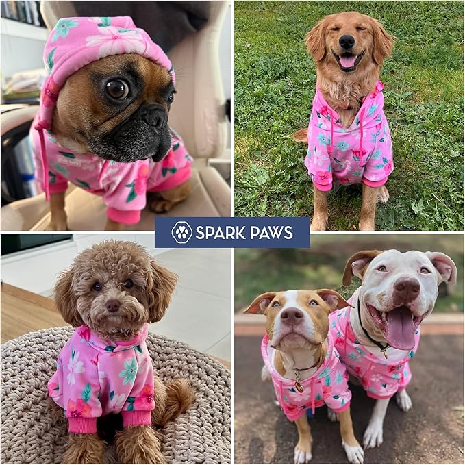 Spark Paws Dog Hoodie – Premium Dog Sweater for Small, Medium, and Large Dogs | Warm Outfits for French Bulldogs, Pitbull, Puppy, Winter Jacket Alternative - Blossom - 2XL