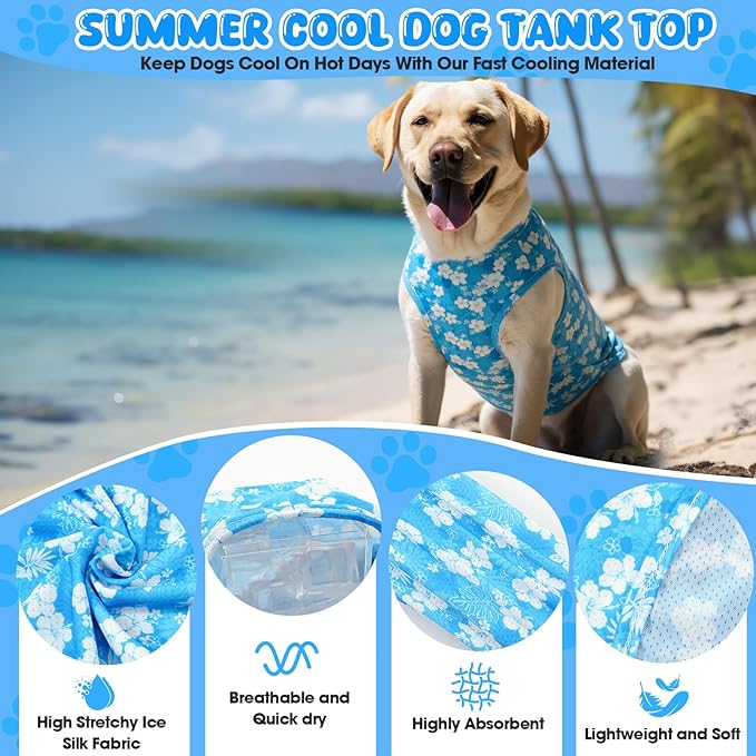 Talltalk 5 Pack Dog Cooling Vest Quick Dry Shirts Mesh Breathable Instant Sun Protection Cooling Dog Vest Lightweight Summer Beach Hawaii Jacket Collar for Outdoor Walking Hunting Hiking Clothes(M)