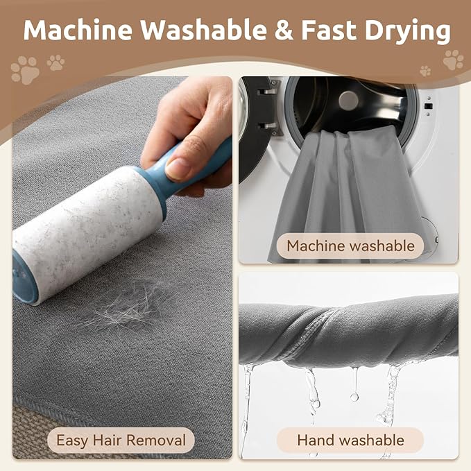 MontVoo Washable Dog Bed Cover, Absorbent Quick Dry Pet Bed Sheet, Easy Hair Removal Couch Covers for Dogs/Cats, 14x20 Inches, Waterproof PU Backing Dog Bed Mat for Car Seat, Crate, Cover Only, Grey