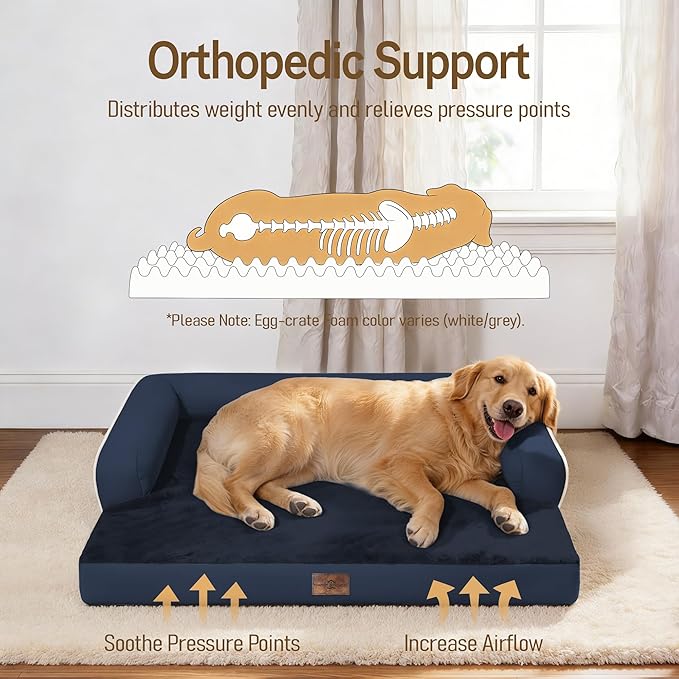 Comfort Expression Memory Foam Large Dog Bed Orthopedic -Washable Dog Beds Waterproof Pet Couch with Removable Cover, Non-Slip Pet Sofa Couch, 36 x 27