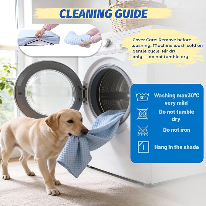 Cooling Dog Bed for Large Dogs, Washable Memory Foam Dog Beds for Crate with Joint Relief, Waterproof Liner and Removable Cover (47’’x 29’’)