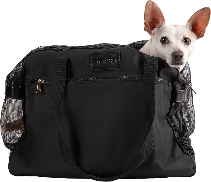 Soft-Sided Dog Carrier Bag, Airline Approved Pet Tote for Small Dogs & Cats, Breathable Mesh, Machine-Washable Cushion, TSA Friendly, Black