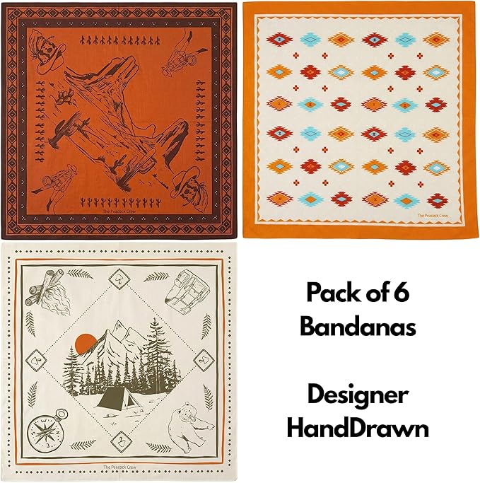 The Peacock Crew Premium Soft Cotton Bandanas Pack for Men and Women Paisley 22 x 22 inches