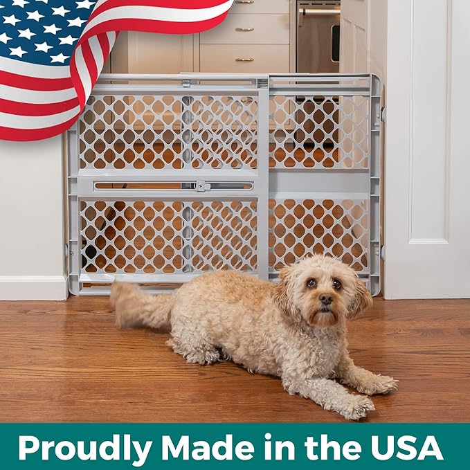 MYPET Universal Pet Gate: 26” - 42” Wide Dog Gate for Doorways with Pressure Fit or Swinging Door Hardware Mounting Types Included: 26" Tall; Gray