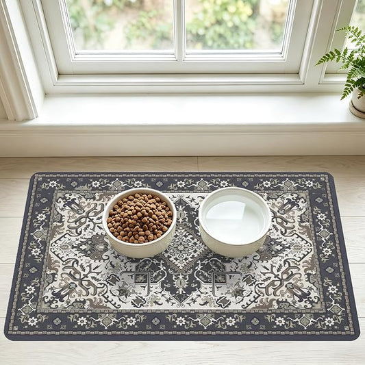 Pet Feeding Mat for Floors Waterproof Dog Mat for Food and Water Absorbent Quick Dry Non Slip mat for Cat Bowls