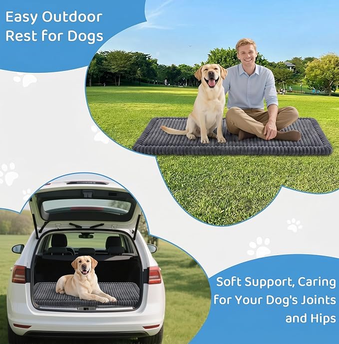 Dog Bed for Car, Non-Slip Dog Car Bed for Back Seat, Extra-Thick Plush Backseat Dog Mat for Travel, Soft Flannel Washable Pet Car Bed Fits Cars SUVs Trucks, 51"×23.6", Grey