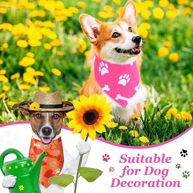 Abbylike 200 Pcs Paw Print Dog Bandanas Bulk Cute Footprint Bandanas for Dogs Triangle Kerchief Bib Scarf for Pets National Dog Day Summer Party Costume Photo Props Accessories Pet Shops, 25 Styles