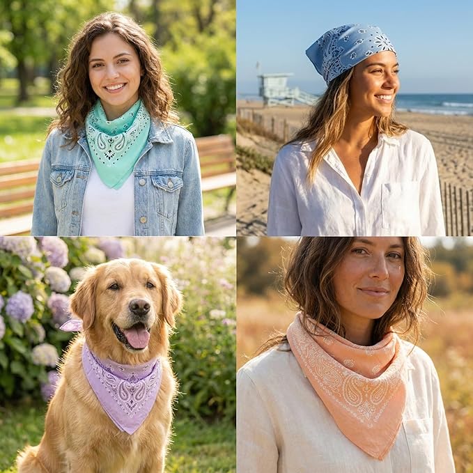 The Peacock Crew Premium Soft Cotton Bandanas Pack for Men and Women Paisley 22 x 22 inches