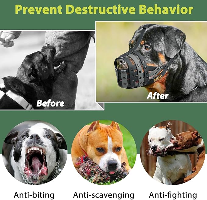 Mayerzon Pitbull Muzzle for Large Medium Sized Dogs to Prevent Biting Scavenging, Basket Muzzle for Rottweiler Staffordshire Terrier in Grooming Training, Allow to Pant Drink, Lightweight and Sturdy